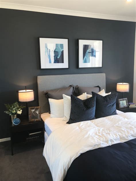 Light Grey Bedroom With Black Furniture